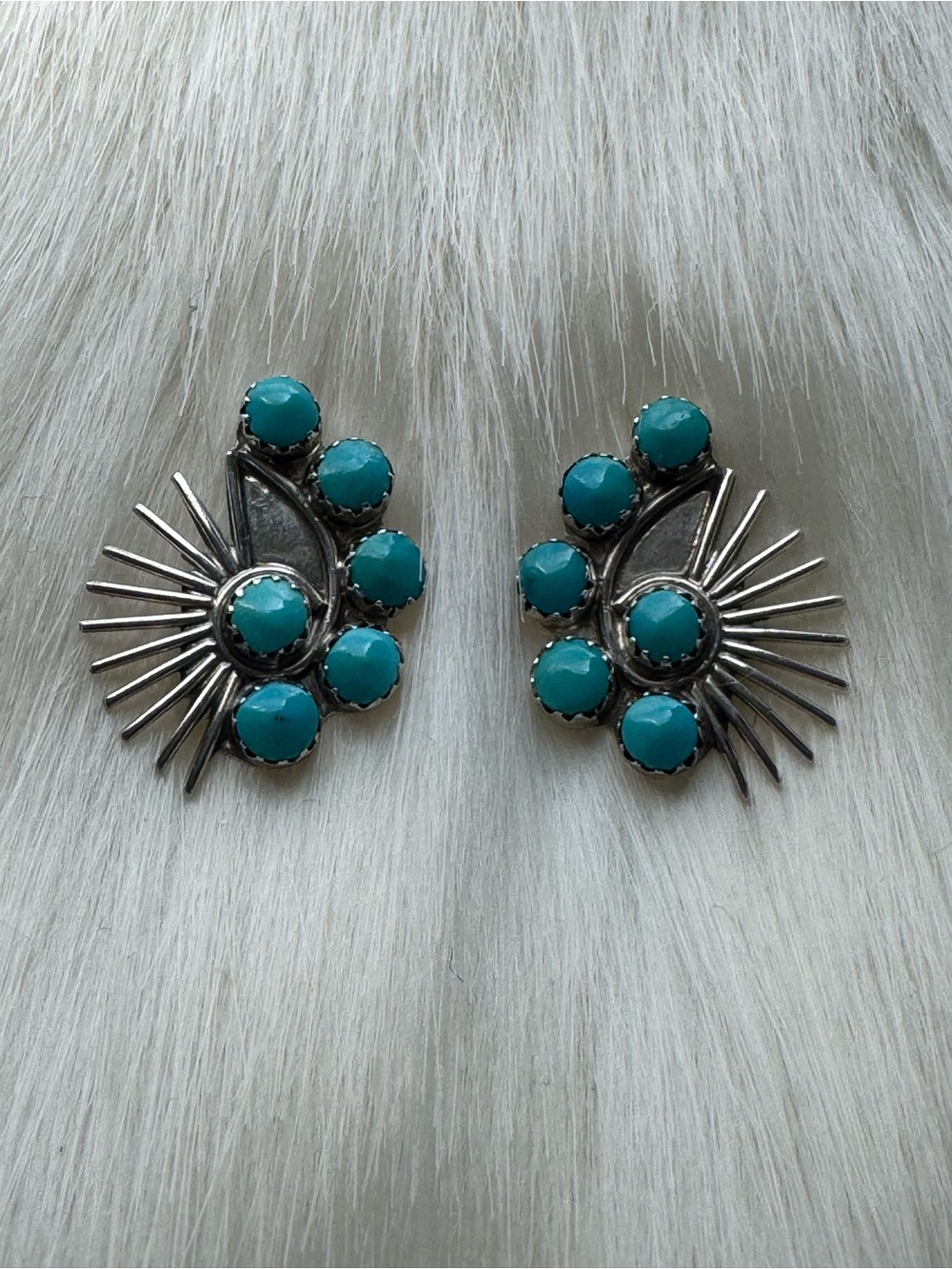 Zuni Homer VMT Signed Earrings Snake Eyes Turquoise